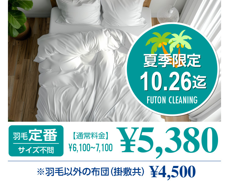 ċG 10.26 FUTON CLEANING Hђ TCYs yʏ헿z6,100`7,100~  5,380~ HшȊO̕zcq|~r4,500~